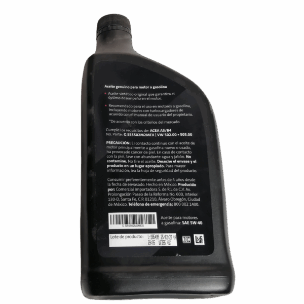 Aceite Sintetico volkswagen 5W-40 (946Ml) Original